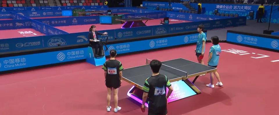 世界杯预测-全运会乒乓球混双半决赛的尴尬一幕：鹰眼无结论，裁判决定重打！
